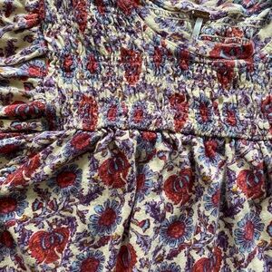 Free People Multicolor Floral Smocked Knit Top